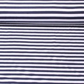 Baumwolljersey Streifen 10mm Navy Weiß