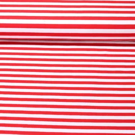 Baumwolljersey Streifen 10mm Rot Weiß