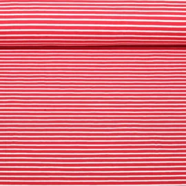 Baumwolljersey Streifen Rot Weiß