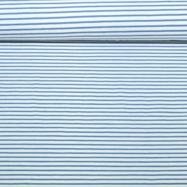 Baumwolljersey Streifen Weiß Blau