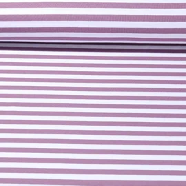 Baumwolljersey Streifen Weiß Mauve