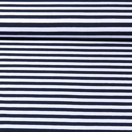 Baumwolljersey Streifen Weiß Navy