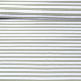 Baumwolljersey Streifen Weiß Olive