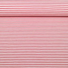 Baumwolljersey Streifen Weiß Rot