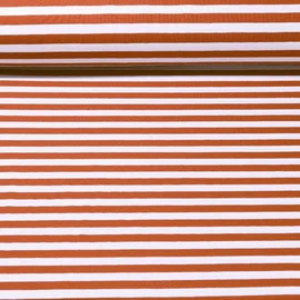 Baumwolljersey Streifen Weiß Ziegelrot