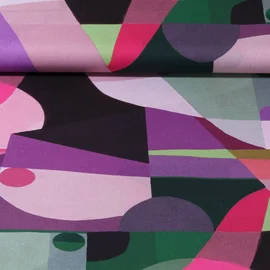 Baumwollvoile "Abstrakt" Lila Multicolor