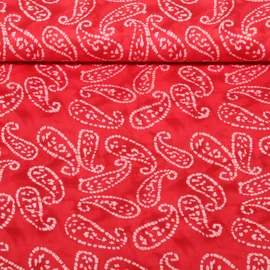 Baumwollvoile Batik Abstrakt Rot