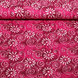 Baumwollvoile Batik Blumen Pink