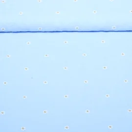 Baumwollvoile Blumen Gestickt Hellblau