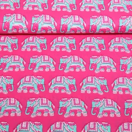 Baumwollvoile "Dalia" Elefanten Pink
