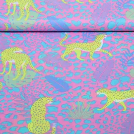 Baumwollvoile "Dalia" Leopard Rosa