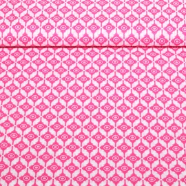 Baumwollvoile "Dalia" Ornamente Weiß Pink