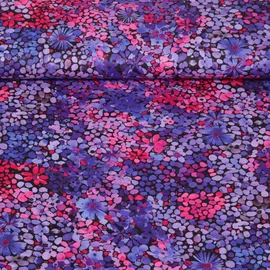 Baumwollvoile Digitaldruck Batik Blumendruck Lila