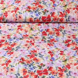 Baumwollvoile Digitaldruck Bunte Blumenwiese Multicolor