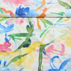 Baumwollvoile Dobby Digital Blumen Gelb