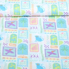 Baumwollvoile Qjutie & the Qjutest Bunte Patches Weiß Multicolor
