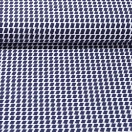 Bengaline Stretch-Stoff Rechtecke Marine Weiß