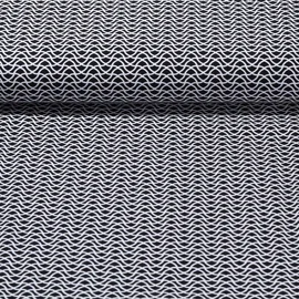 Bengaline Stretch-Stoff Wellenlinien Schwarz Weiß