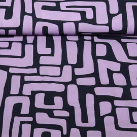 Beschichtete Baumwolle Abstrakte Formen Navy Lila