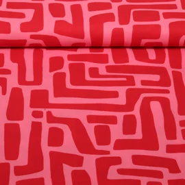 Beschichtete Baumwolle Abstrakte Formen Rosa Rot