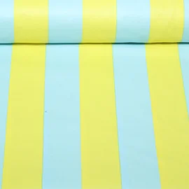Beschichtete Baumwolle  Blockstreifen 6cm Hellblau Gelb