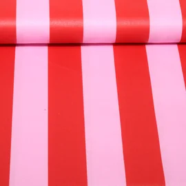 Beschichtete Baumwolle  Blockstreifen 6cm Rosa Rot