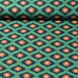 Beschichtete Baumwolle - Blümchen Grün 
