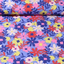 Beschichtete Baumwolle - Blumen Blau