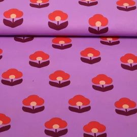 Beschichtete Baumwolle Blumen Lila