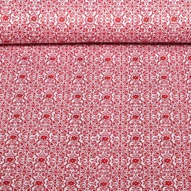 Beschichtete Baumwolle Blumen Ornamente Rot