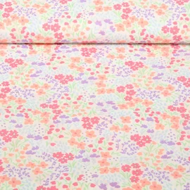 Beschichtete Baumwolle Blumen Weiß