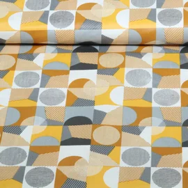 Beschichtete Baumwolle Geo Streifen Ocker