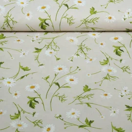 Beschichtete Baumwolle Kamillenblumen Beige