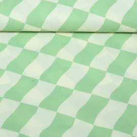 Beschichtete Baumwolle Karos Ecru Grün