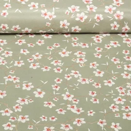 Beschichtete Baumwolle Kirschblüten Grau