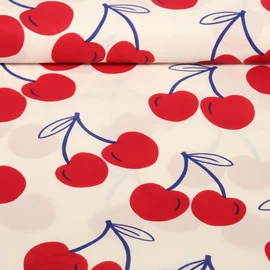 Beschichtete Baumwolle Kirschen Weiß