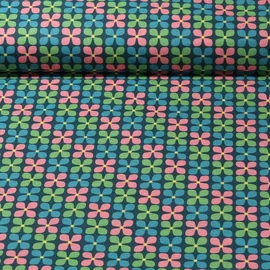 Beschichtete Baumwolle - Kleine Blumen Grün