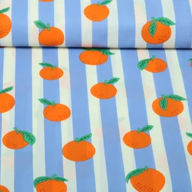 Beschichtete Baumwolle Orangen Blau