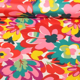 Beschichtete Baumwolle Retroblumen Multicolor