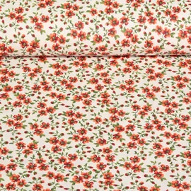 Beschichtete Baumwolle Rosenranken Weiß
