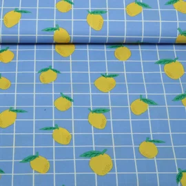 Beschichtete Baumwolle Zitronen Blau