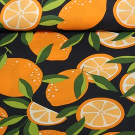 Beschichtete Baumwolle Zitronen Navy