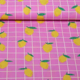 Beschichtete Baumwolle Zitronen Rosa