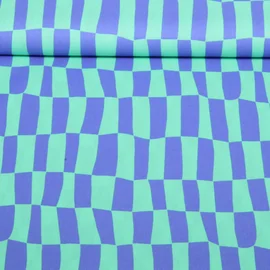 Bio Baumwoll-Popeline Jennifer Bouron Karos Blau Mint
