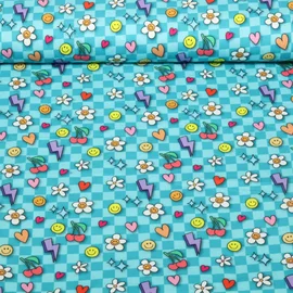 Bio Baumwoll-Satin "Choose your Vibe" Be You Petrol