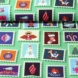 Bio-Canvas Hamburger Liebe "Christmas On Stamps" Grün