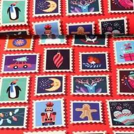 Bio-Canvas Hamburger Liebe "Christmas On Stamps" Rot