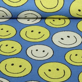 Bio Jacquard Jersey "Choose your Vibe" Smile Blau