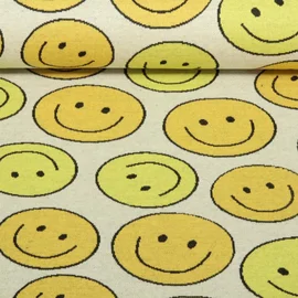 Bio Jacquard Jersey "Choose your Vibe" Smile Ecru