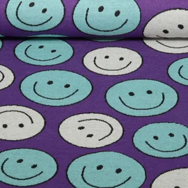 Bio Jacquard Jersey "Choose your Vibe" Smile Lila